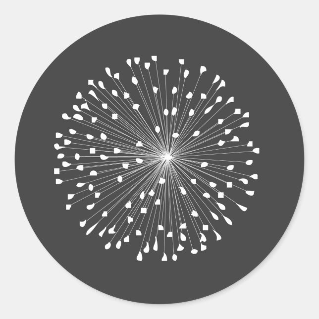 Pegatina Redonda DANDELION STARBURST en BLANCO (Anverso)
