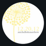 Pegatina Redonda Dandelion Wedding Stickers<br><div class="desc">Arte por Cocoa Studio</div>