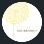 Pegatina Redonda Dandelion Wedding Stickers<br><div class="desc">Arte por Cocoa Studio</div>
