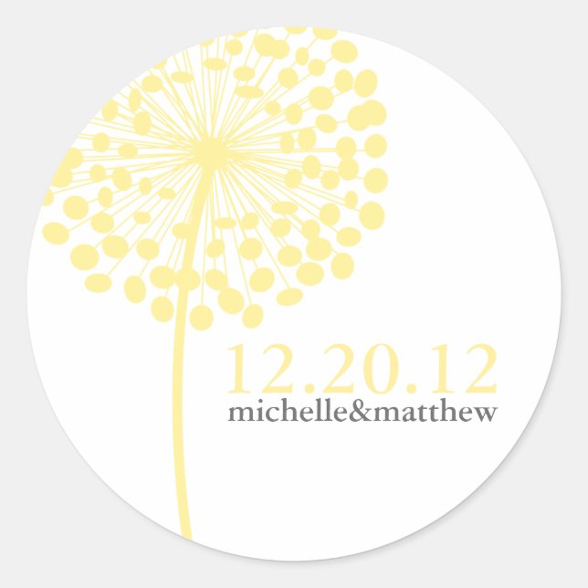 Pegatina Redonda Dandelion Wedding Stickers (Anverso)
