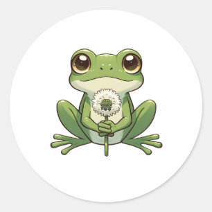 Pegatina Redonda Dandelion Y Frog