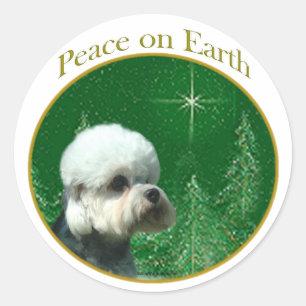 Pegatina Redonda Dandie Dinmont Terrier Peace