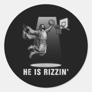 Pegatina Redonda Dando A Jesús Es Rizzin Pascua De Baloncesto Chris
