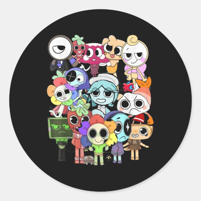 Pegatina Redonda Dandys World, Disfraz Para El Cumpleaños (Anverso)