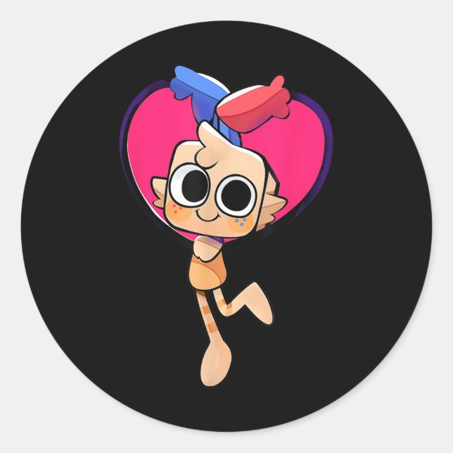 Pegatina Redonda Dandys World Goob Plush Heart Por Cumpleaños Y Dic (Anverso)