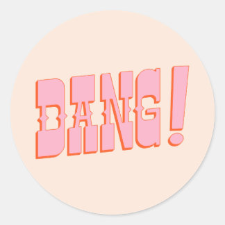 Pegatina Redonda ¡DANG! (fuente de salón occidental, colores retro 