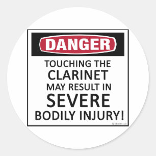 Pegatina Redonda Danger Clarinet