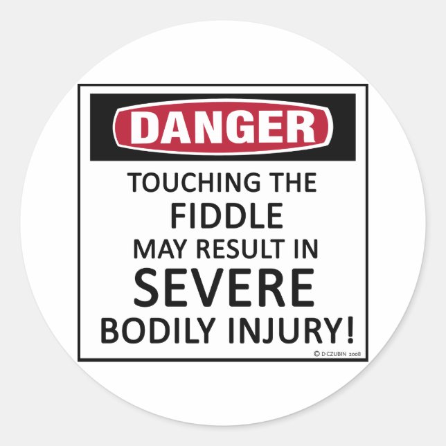 Pegatina Redonda Danger Fiddle (Anverso)