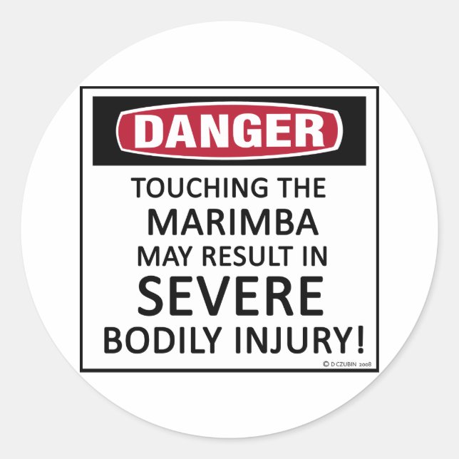 Pegatina Redonda Danger Marimba (Anverso)