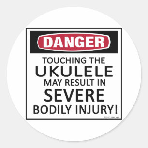 Pegatina Redonda Danger Ukulele