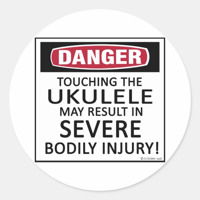 Pegatina Redonda Danger Ukulele (Anverso)