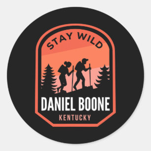 Pegatina Redonda Daniel Boone Kentucky Senderismo En La Naturaleza