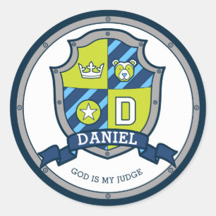 Pegatina Redonda Daniel letra D nombre significado heráldica escudo