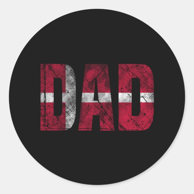Pegatina Redonda Danmark Flag Dad Shirt 2022 (Anverso)