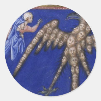 Pegatina Redonda Dante con el águila en Paradiso