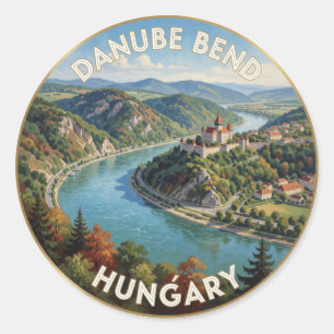 Pegatina Redonda Danube Bend Visegrad Hungría Paisaje Viaje