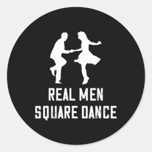 Pegatina Redonda Danza cuadrada Real Hombres Cuadrado Bailar Cuadra