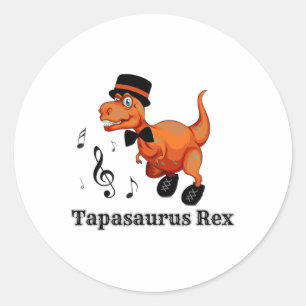 Pegatina Redonda Danza de dinosaurio de baile lindo - Tapasauro