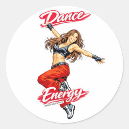Pegatina Redonda Danza de Energía y Libertad