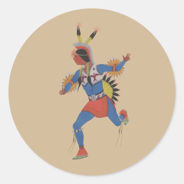 Pegatina Redonda Danza de Guerra (o El Corredor) (Anverso)