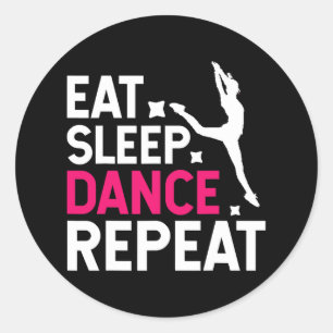 Pegatina Redonda Danza de repetición de baile de sueño retro vintag