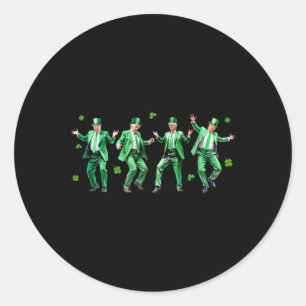 Pegatina Redonda Danza Divertida de Trump Día de San Patricio Lmn C