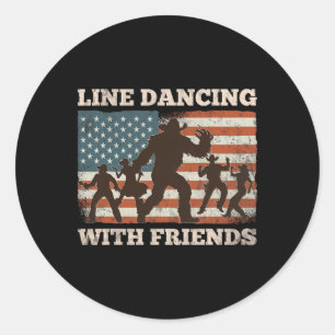 Pegatina Redonda Danza en línea Dance Dance Western Bigfoot Country