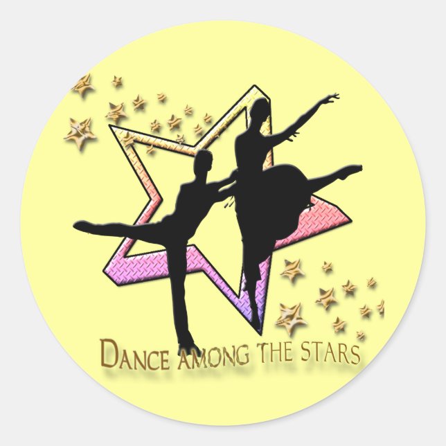 Pegatina Redonda Danza entre las estrellas (Anverso)