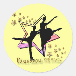Pegatina Redonda Danza entre las estrellas