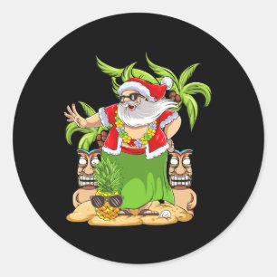 Pegatina Redonda Danza Hula de Navidad Hawaiana Mele Kalikimaka San