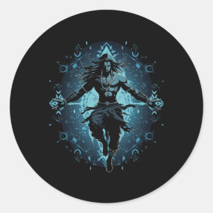 Pegatina Redonda Danza Tandava de Shiva Dios Espiritual Hindú Yoga