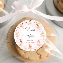 Pegatina Redonda Danza y vuelta lindo bailarina ballet niño cumplea