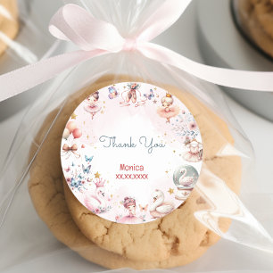 Pegatina Redonda Danza y vuelta lindo bailarina ballet niño cumplea