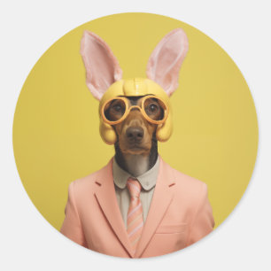 Pegatina Redonda Dapper Easter Bunny Dog