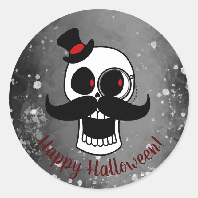 Pegatina Redonda Dapper Skull (Anverso)