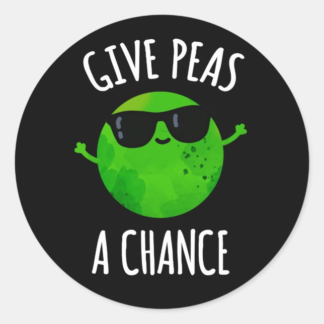 Pegatina Redonda Dar A Peas Una Oportunidad Graciosa Positiva Pea P (Anverso)