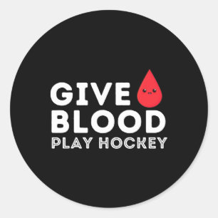 Pegatina Redonda Dar Sangre Jugar Hockey - Jugador de Hockey sobre 
