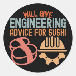 Pegatina Redonda Dará asesoramiento de ingeniería para sushi