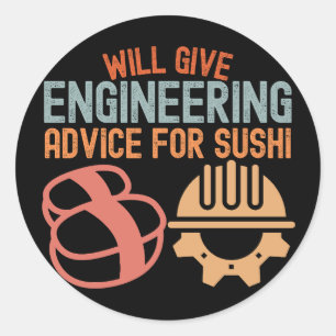 Pegatina Redonda Dará asesoramiento de ingeniería para sushi