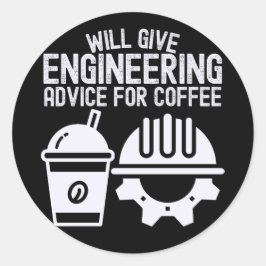 Pegatina Redonda Dará asesoramiento de ingeniería por café
