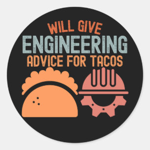 Pegatina Redonda Dará asesoramiento de ingeniería por tacos
