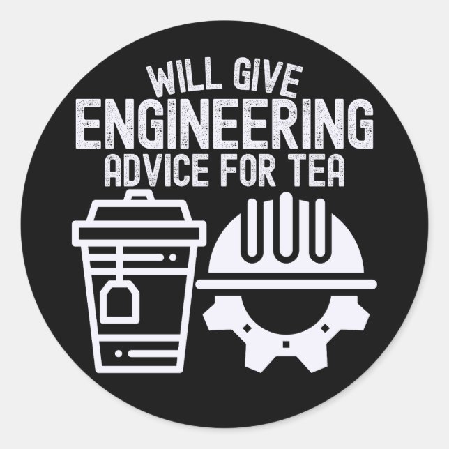 Pegatina Redonda Dará consejo de ingeniería para el té (Anverso)