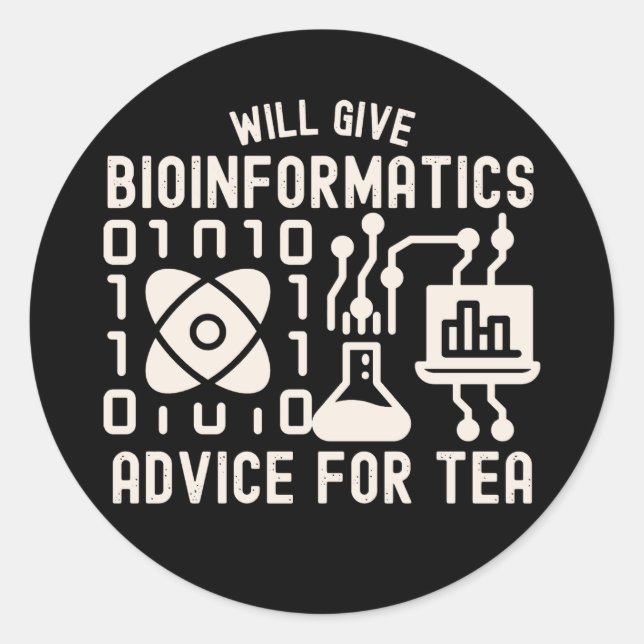 Pegatina Redonda Dará consejos bioinformáticos para el té (Anverso)