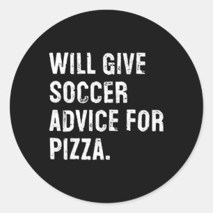 Pegatina Redonda Dará consejos de fútbol por pizza divertido entren