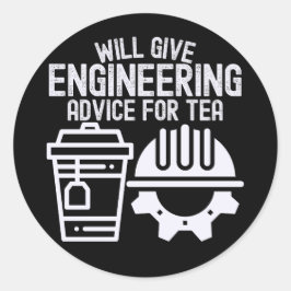 Pegatina Redonda Dará consejos de ingeniería por té