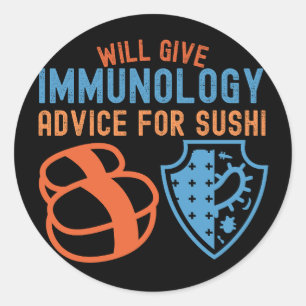 Pegatina Redonda Dará consejos de inmunología para Sushi