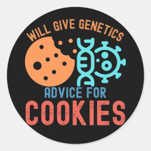 Pegatina Redonda Dará consejos genéticos para cookies