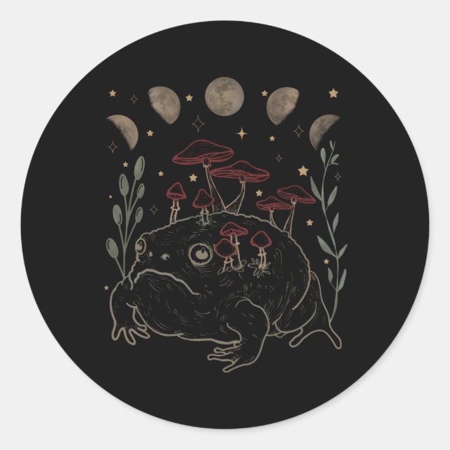Pegatina Redonda Dark Academia Moon Witchy Goblincore Estética Para (Anverso)