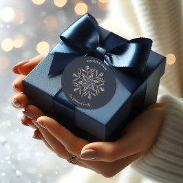 Pegatina Redonda Dark Blue & Gold Midnight Sparkle Stars New Year