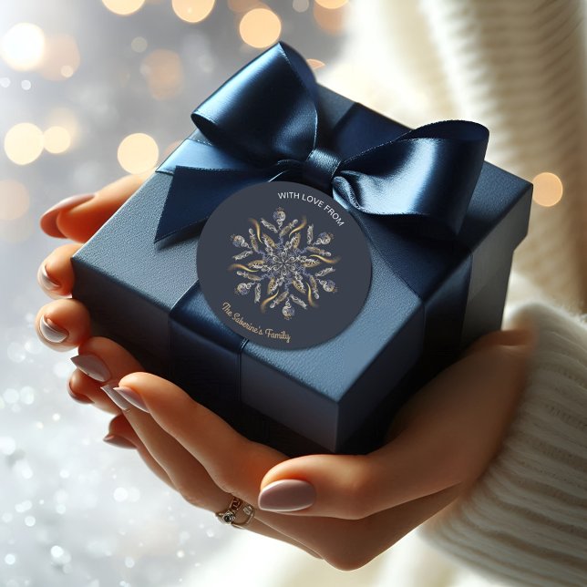 Pegatina Redonda Dark Blue & Gold Midnight Sparkle Stars New Year  (Subido por el creador)